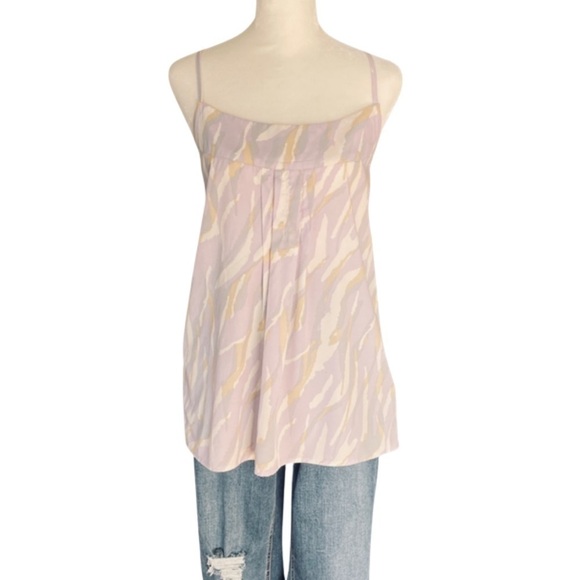 Banana Republic Top Womens Large Purple Gray Crochet String Tie Pleat Camisole - Picture 1 of 8